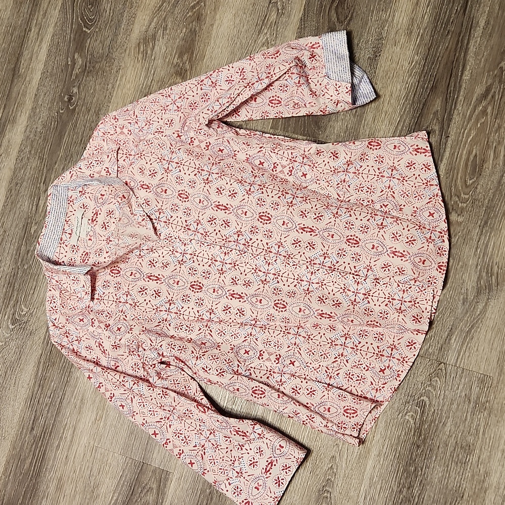 Foxcroft Pink Print Button Down Sz M - image 1